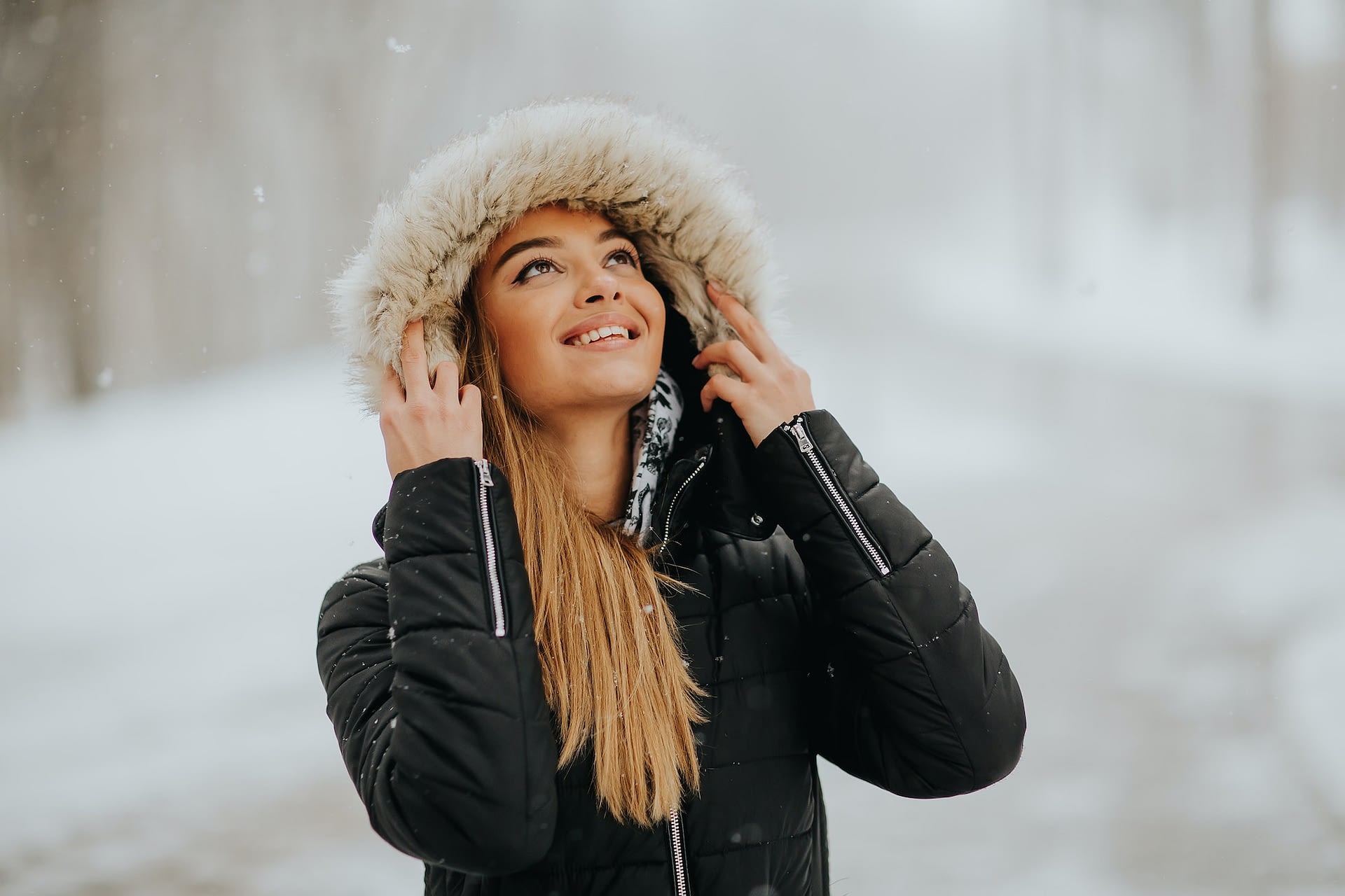 pretty young woman on a winter day