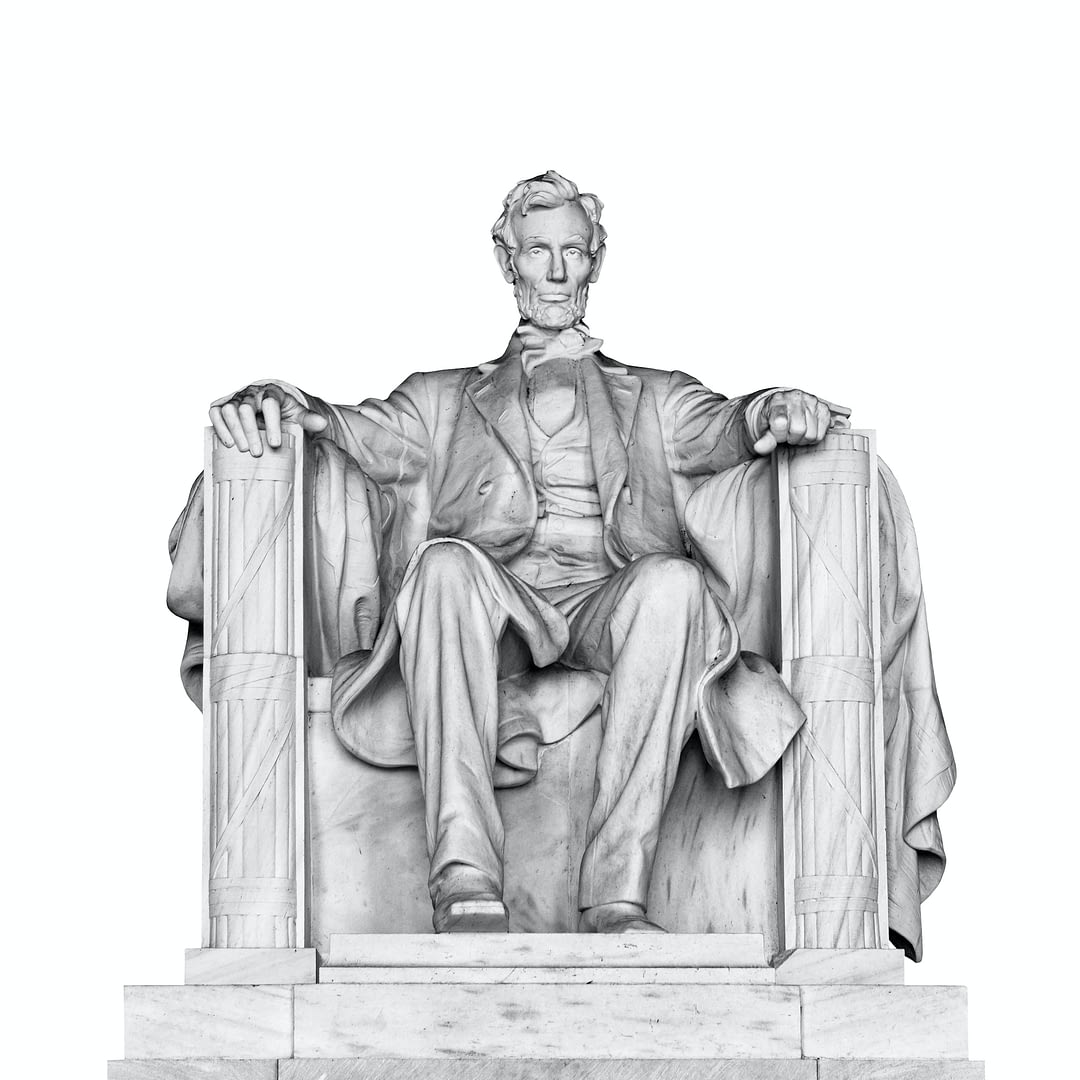 usa president abraham lincoln seated statue isolated on white