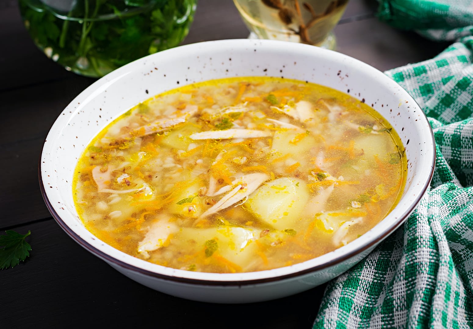 chicken soup with potatoes and buckwheat