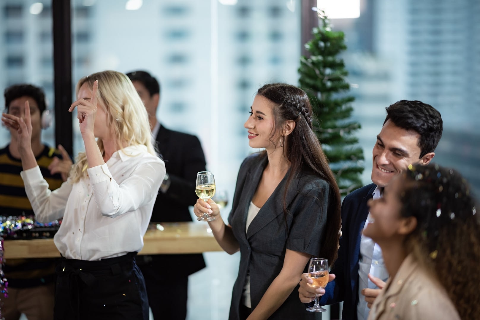 business team office in new years party 2020