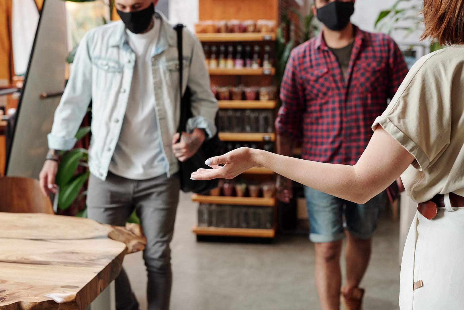 welcoming customers in shop