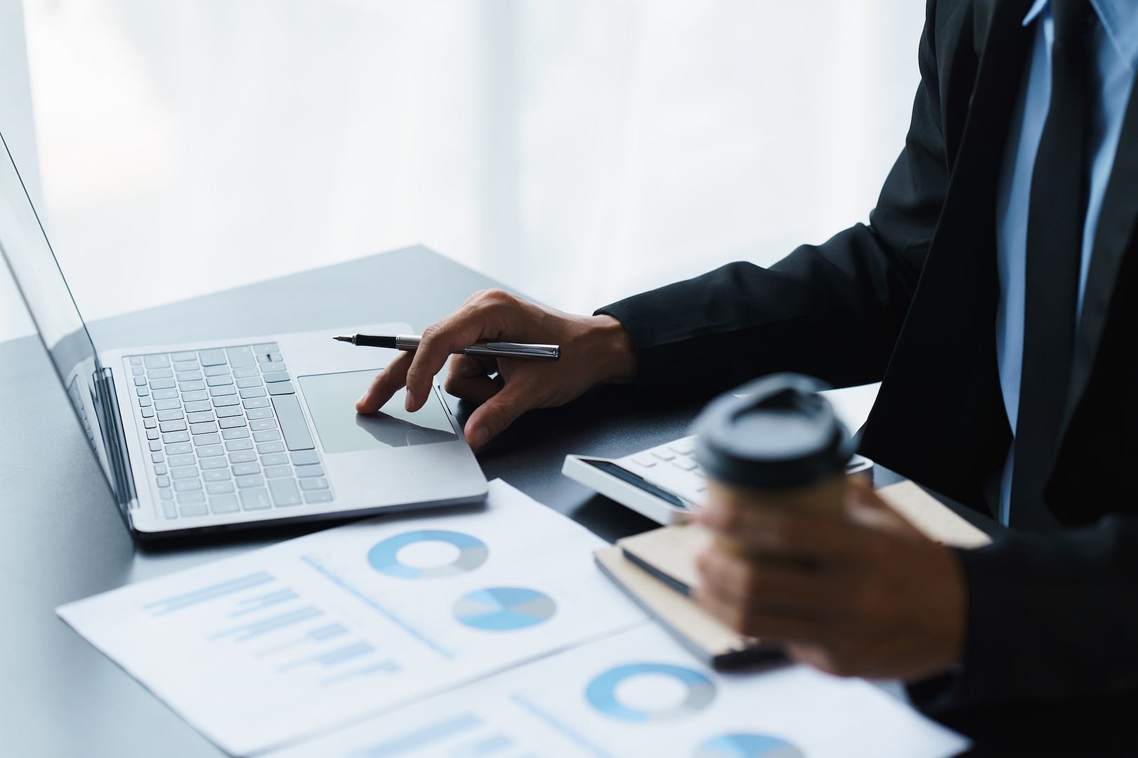 businessman analysis maketing plan accountant calculate financial report