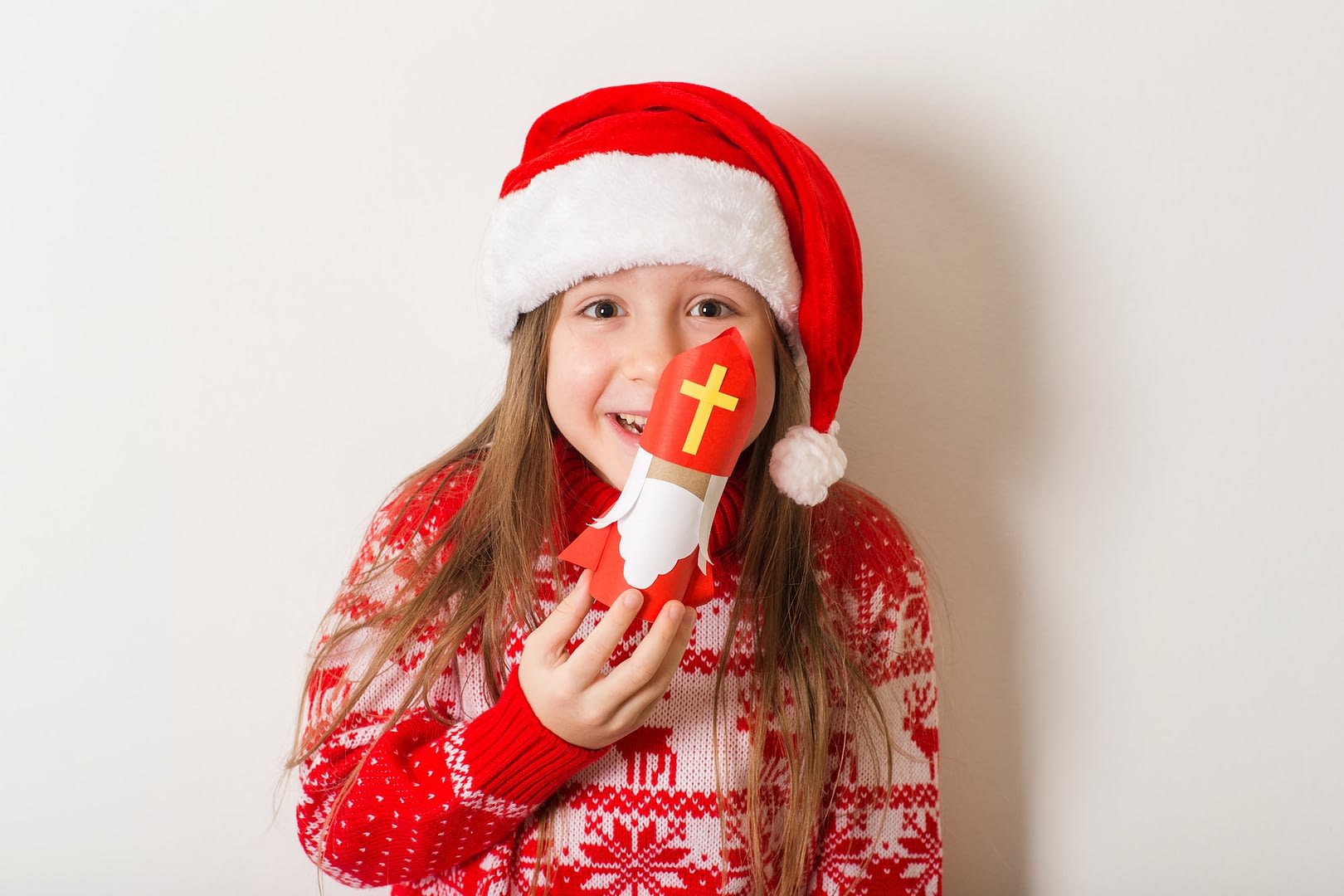 craft st nicholas on sinterklaas in hands of child art toy for kid