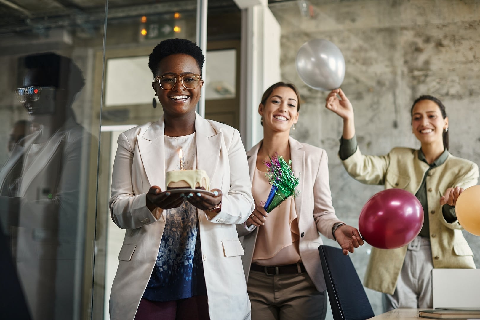 multiracial group of female entrepreneurs celebrating women s day in the office