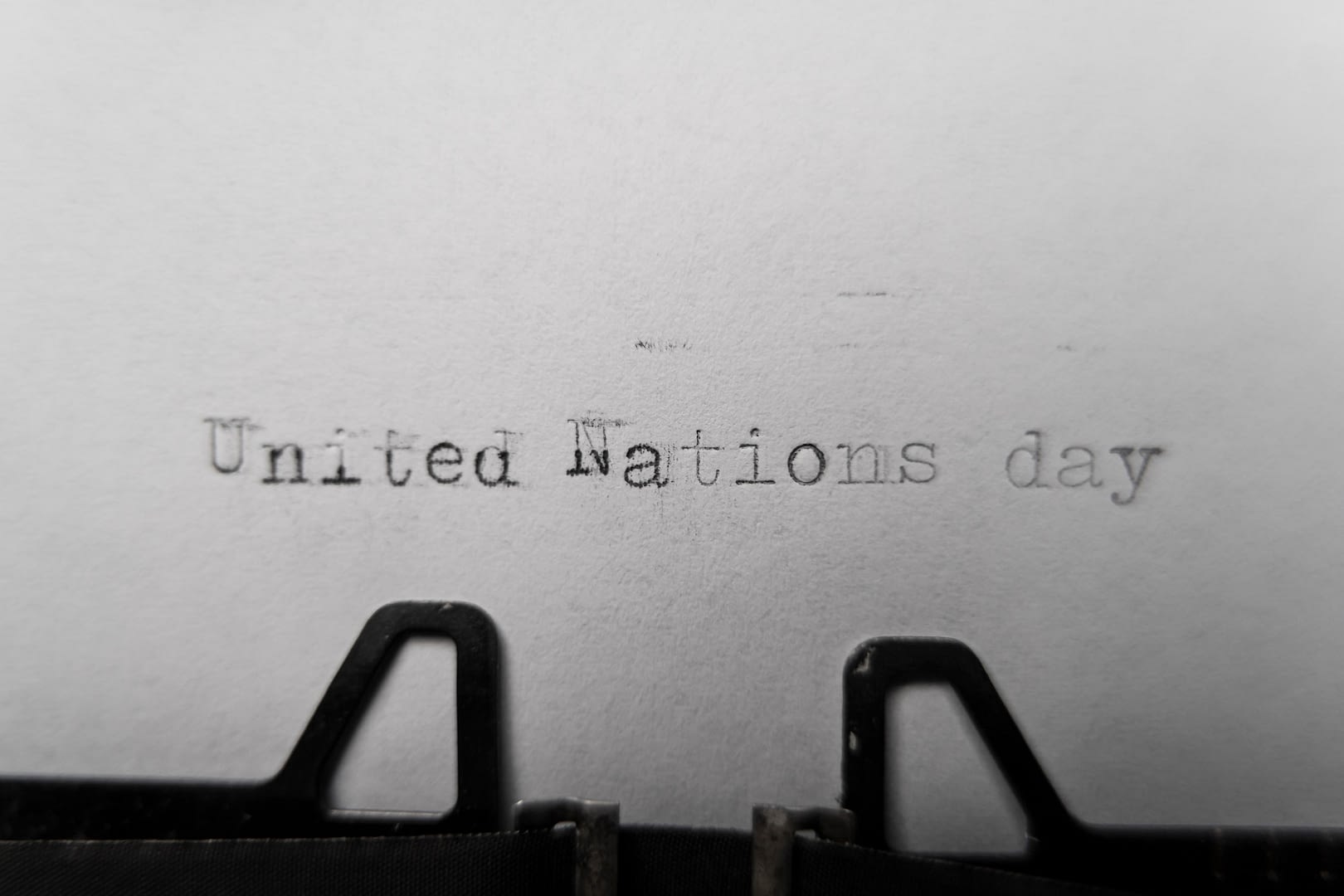 united nations day typed words on a vintage typewriter