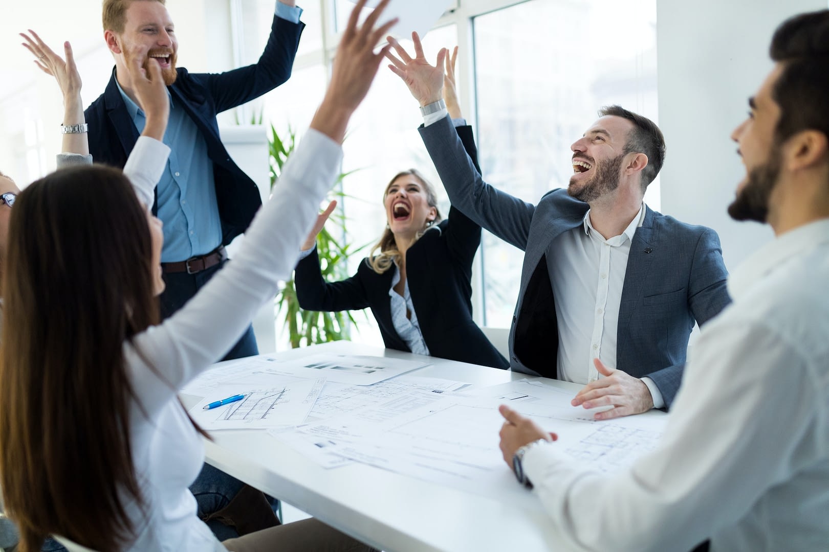 business people working together on project and brainstorming in office