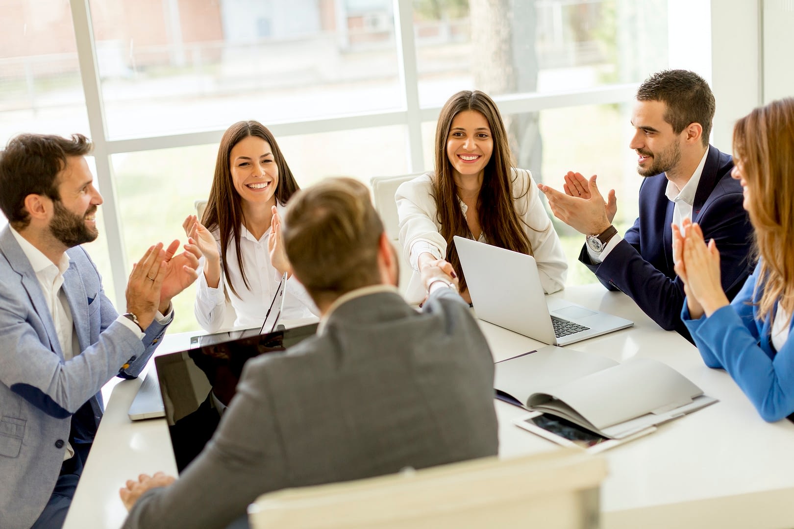 successful meeting in modern office