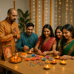 Diwali Office Celebration with Puja & Diya Decoration